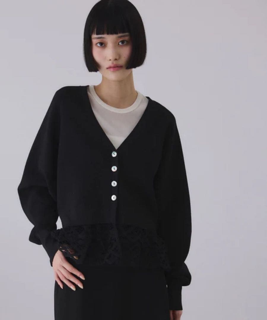 ADAME ET ROPE FEMME / バテンレースコンビニットカーディガン