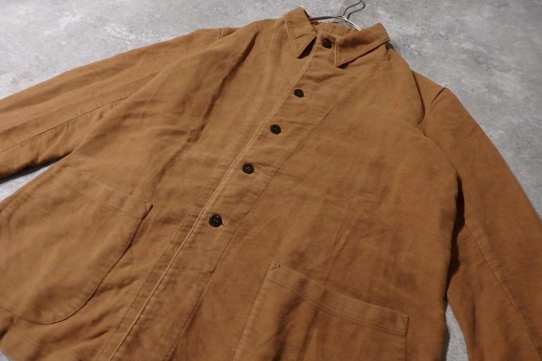 70sフレンチワーク コーデュロイ ジャケット ブラウン バックベルト付き