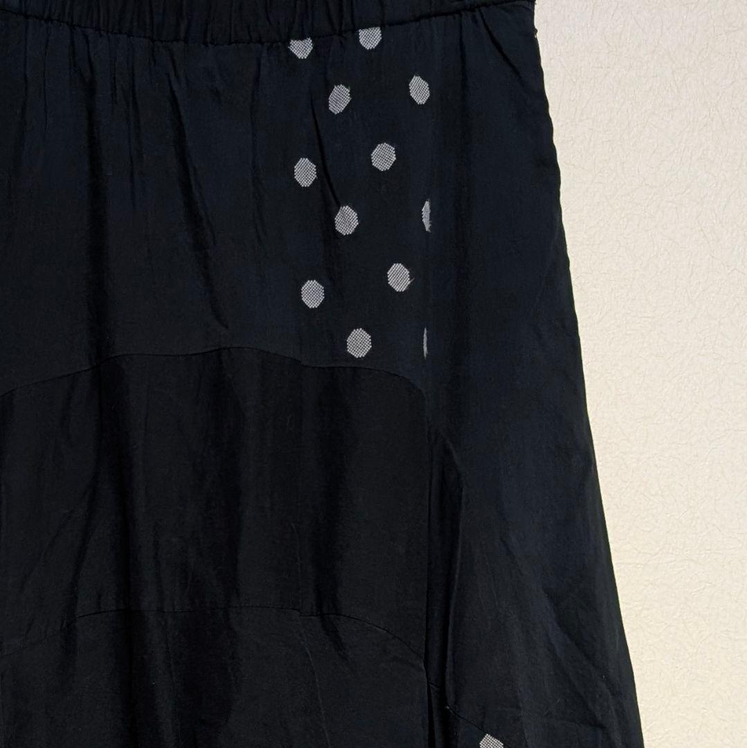 センソユニコ 慈雨 ドット柄 刺繍パッチワーク切り替えスカート