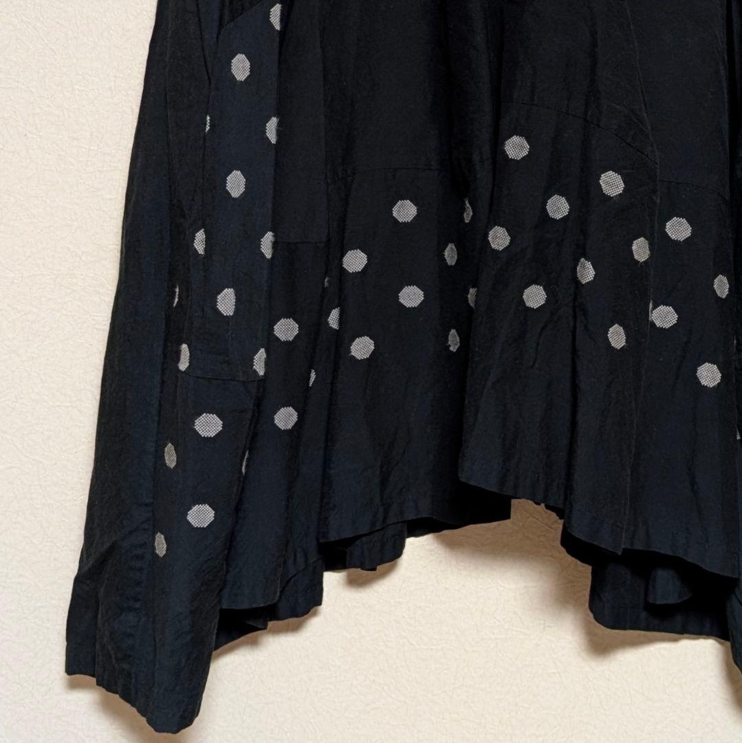 センソユニコ 慈雨 ドット柄 刺繍パッチワーク切り替えスカート