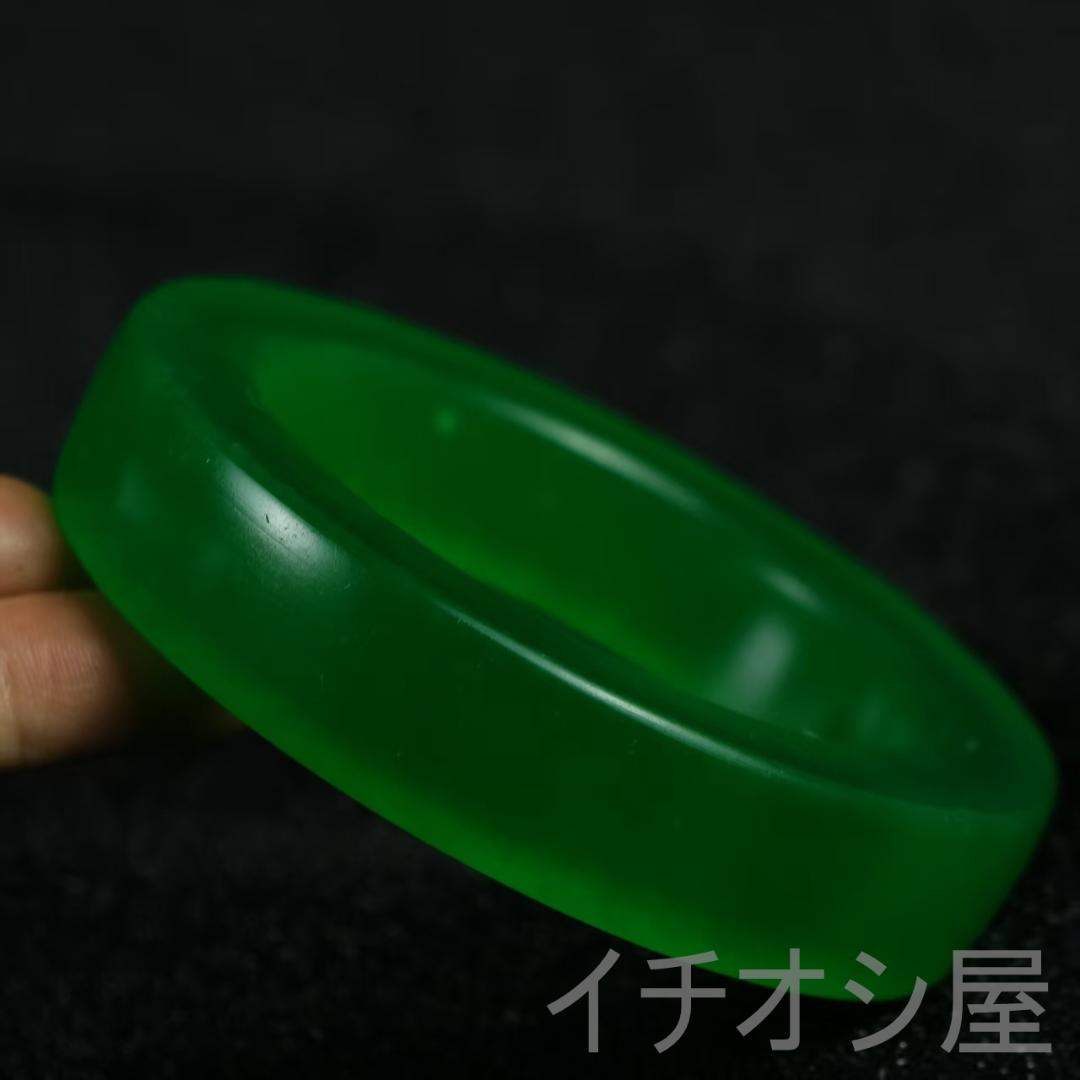 翡翠 高氷種 毛坯バングル 正氷 氷荧感 強透明 天然石 玉器 腕輪 お守り