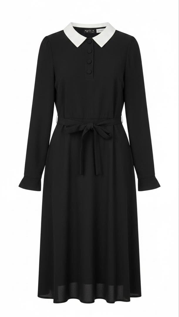 【美品】agnès b. アニエスベー 白襟 ワンピース セレモニー