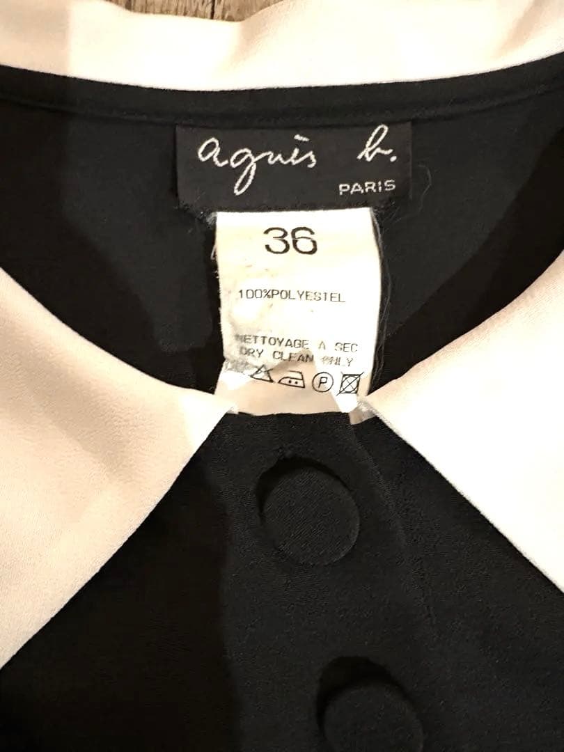 【美品】agnès b. アニエスベー 白襟 ワンピース セレモニー