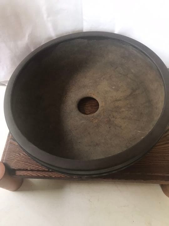 盆栽鉢　時代平盆栽鉢古鉢26x7cm詳細不明雷紋中国山野草サボテン植木鉢