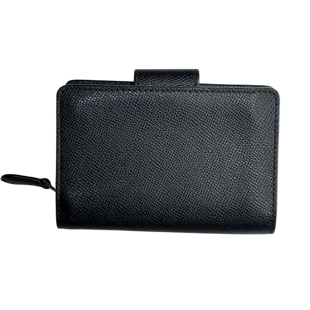 【美品】COACH コーチ 二つ折り財布 ブラック レザー