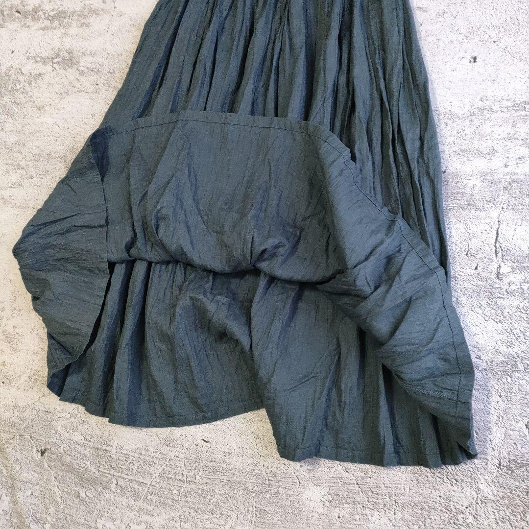 極美品/中川政七商店/25ss/ 麻の皺(しわ)　ロングスカート/日本製