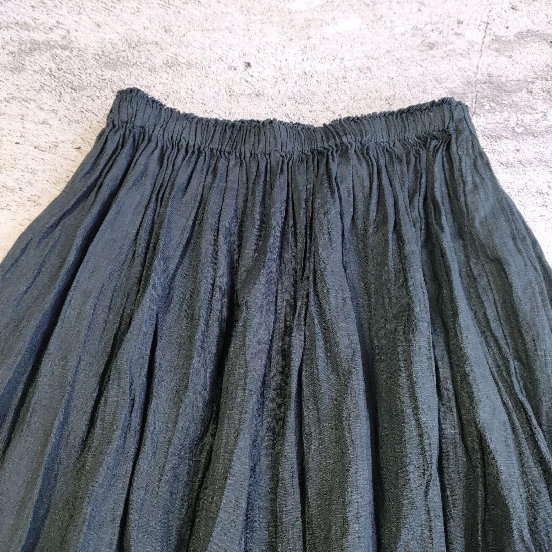 極美品/中川政七商店/25ss/ 麻の皺(しわ)　ロングスカート/日本製