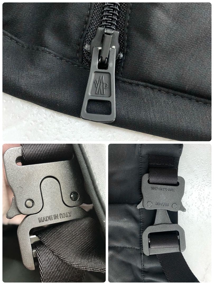 【美品】MONCLER ナイロン パンツ マグリア ラバー ベルト ブラック