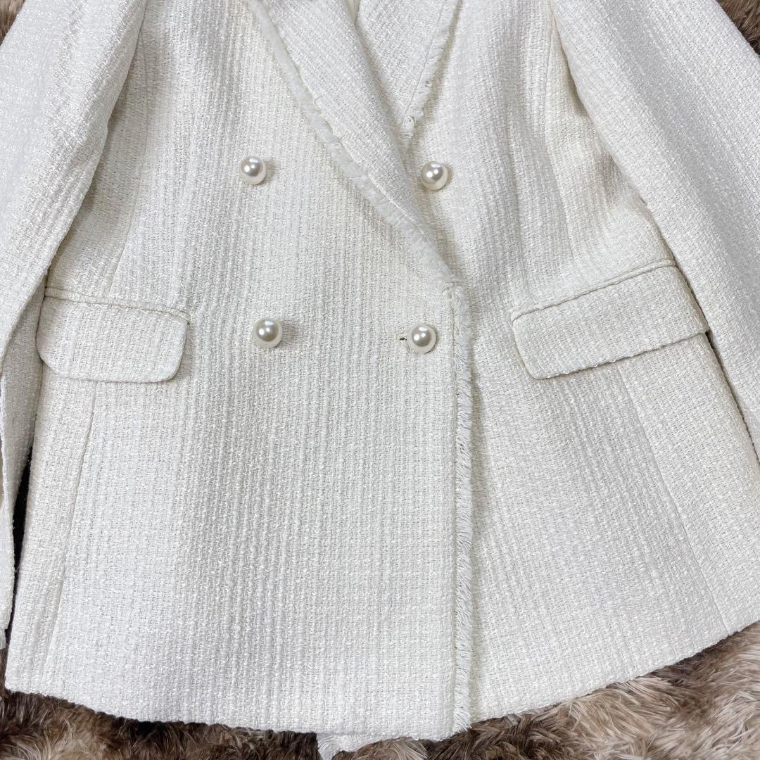 新品✨アプワイザーリッシェ スリット袖ツイードジャケットパールボタン ダブル