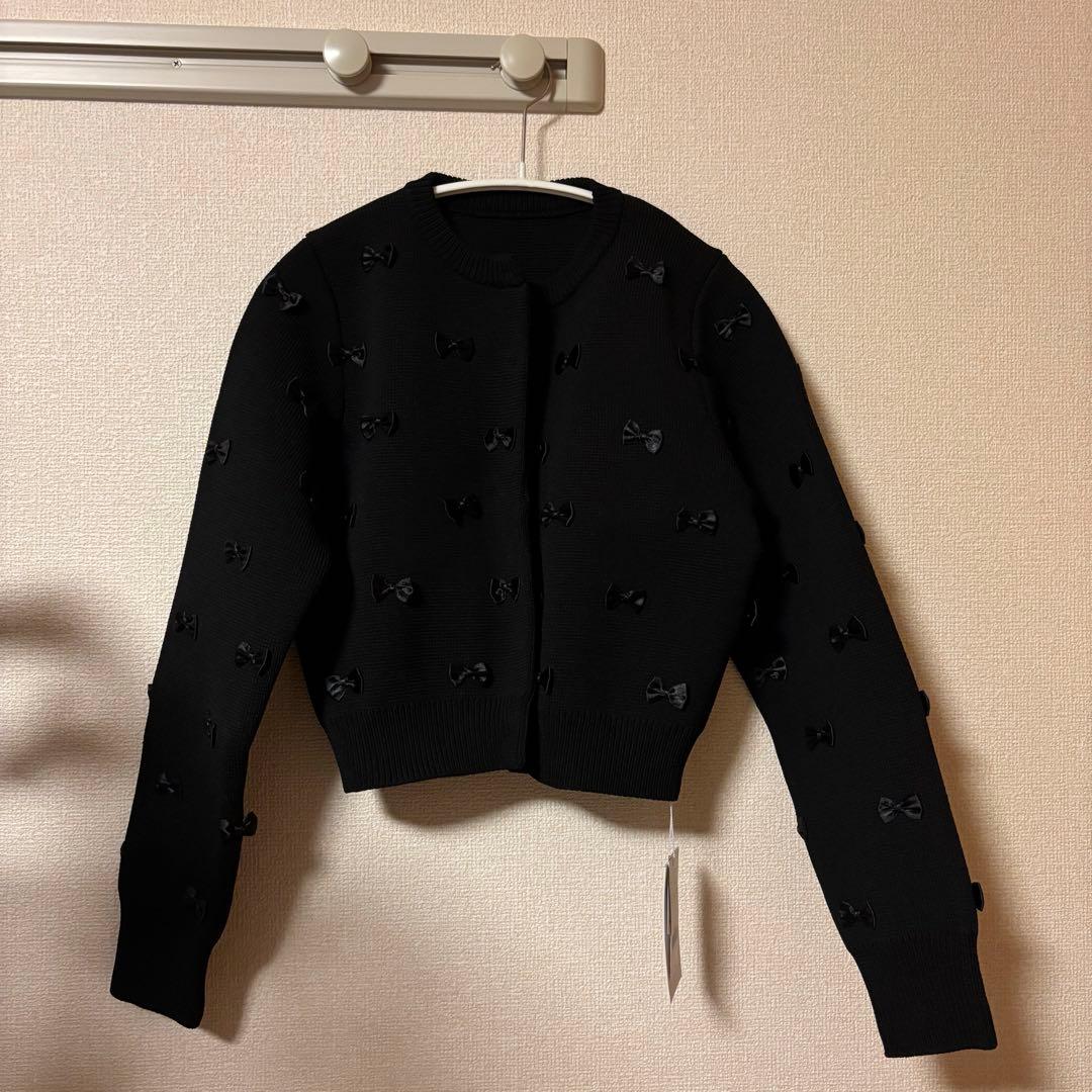 AMERI MANY RIBBON SHORT KNIT TOP カーディガン