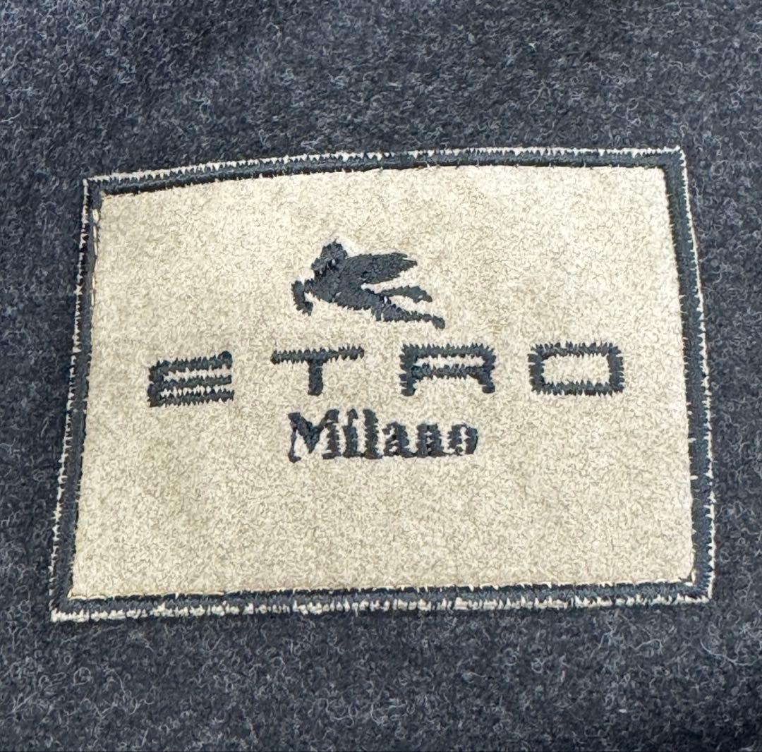 【エトロ】ETRO カシミヤ混テーラードジャケット 刻印ボタン 44 イタリア製