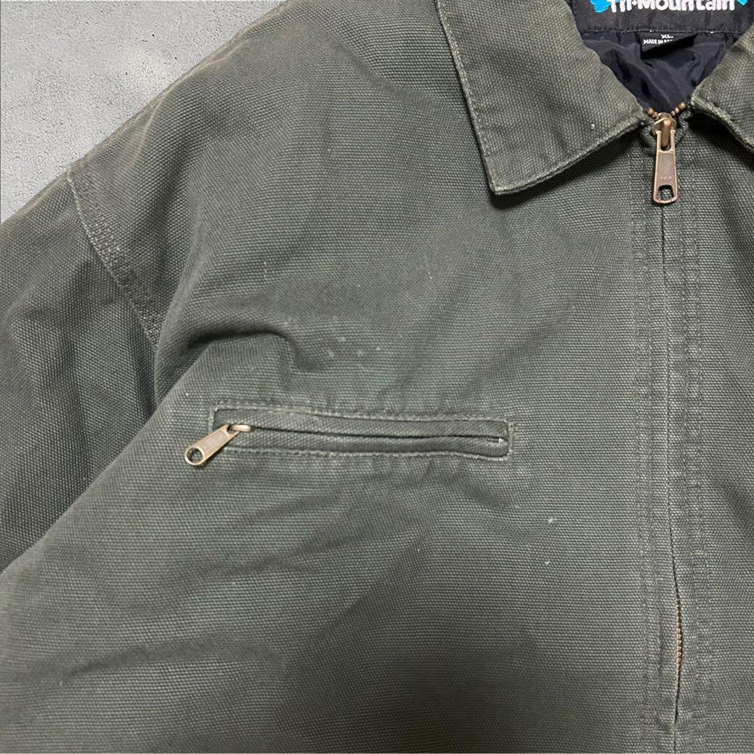 USA古着 90sダックジャケット企業ロゴ刺繍ダック地身幅広めキルティングワーク