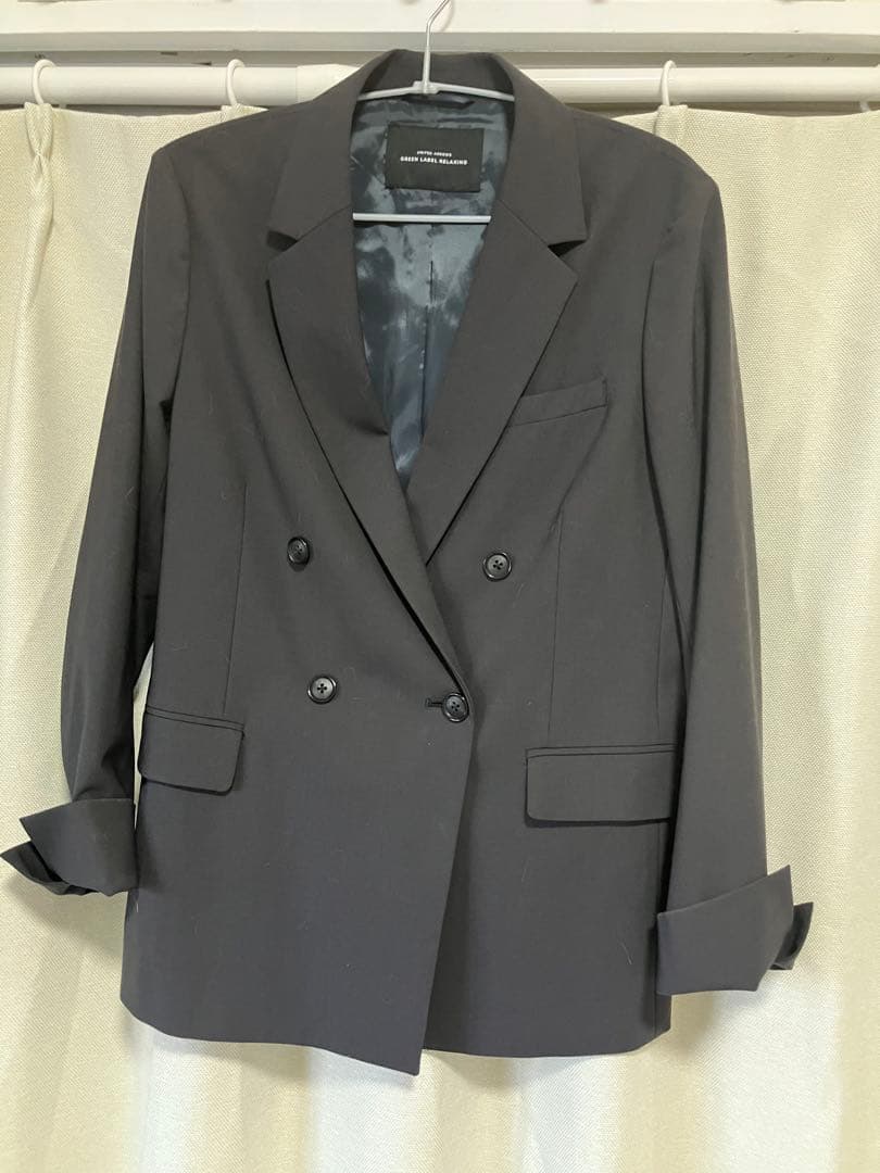 【美品/カチリ】グリーンレーベルリラクシング ダブルジャケット 40 洗える