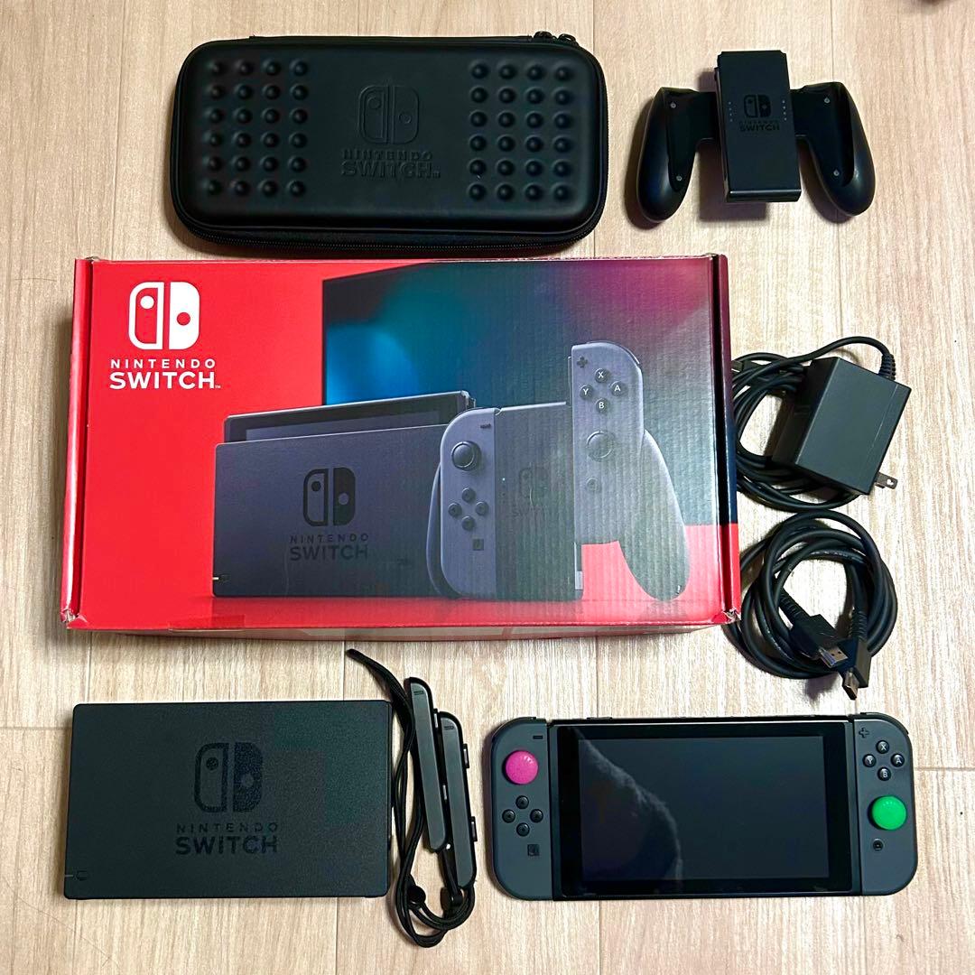Nintendo Switch 本体 グレー　ケース+256GB SDカード付き