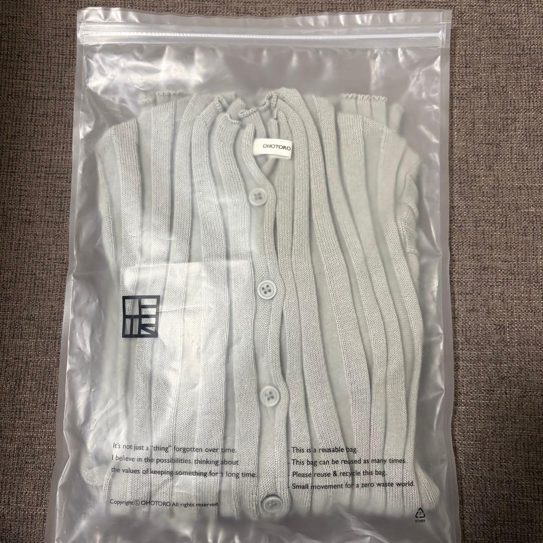 トップス OHOTORO Water Ribbed Cardigan gray