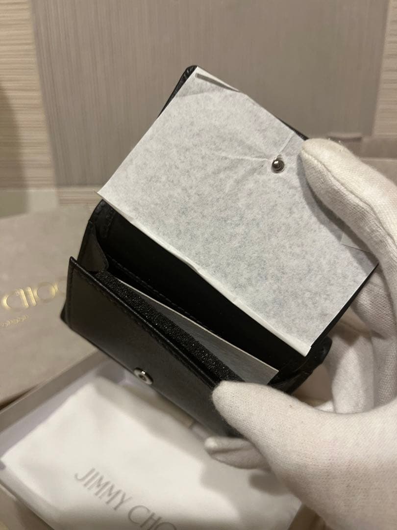 新品JIMMY CHOO スムースカーフレザー・ウォレット　ブラック