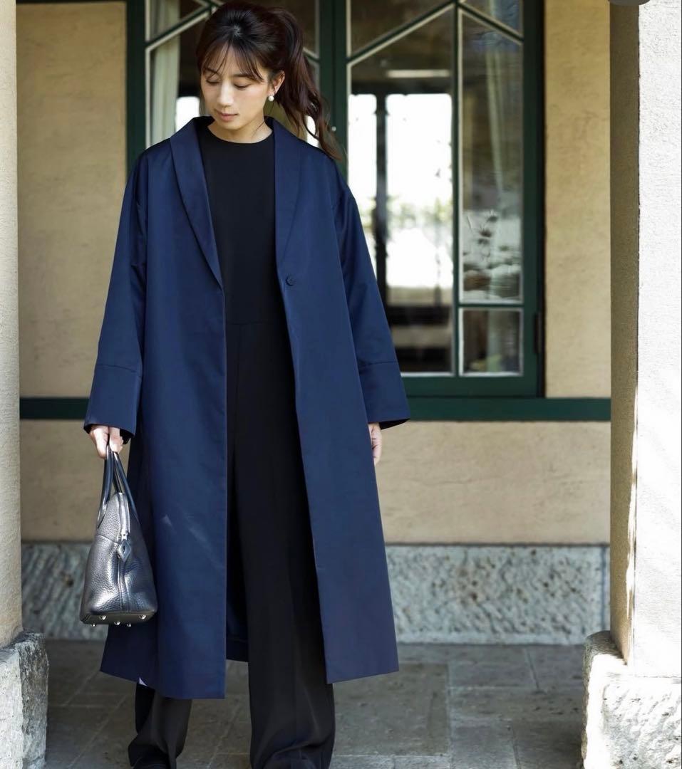 FORME ☆★東原亜希　金子綾　ショールウールコート　ネイビー　フリーサイズ