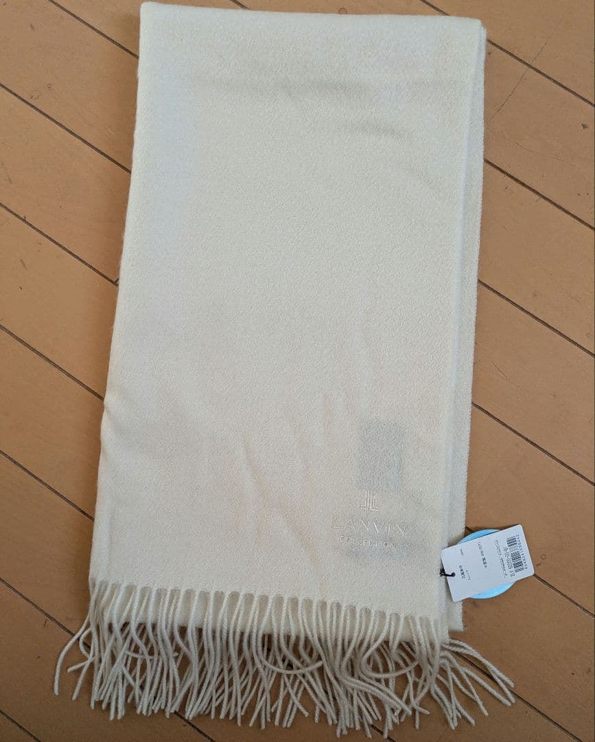 新品タグ付きLANVINCOLLECTIONカシミヤ100％マフラーストール白