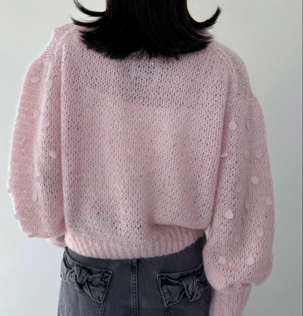 MUVEIL　　フラワーモヘアカーディガン