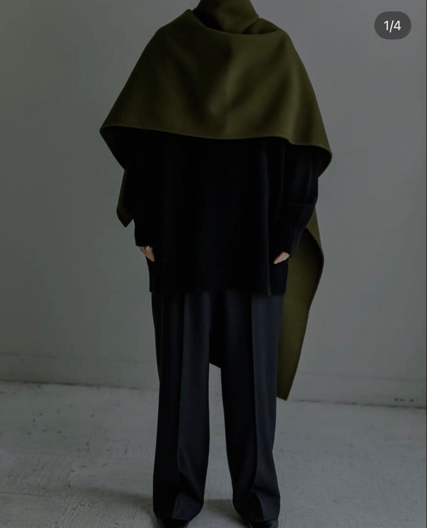 【未使用】digne throw shawl coat カーキ