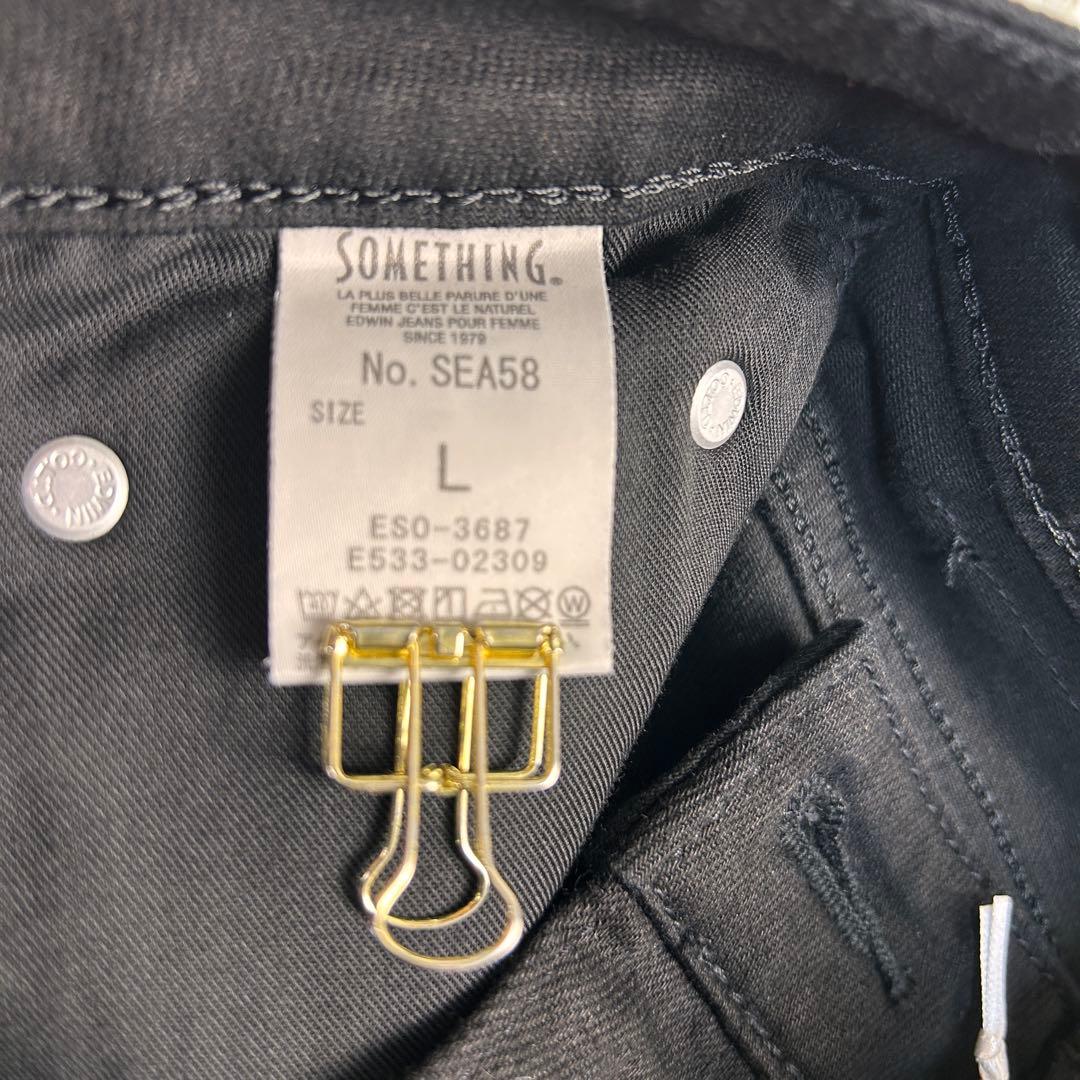 【新品】SOMETHING LISA WIDE ブラックデニム　L サムシング