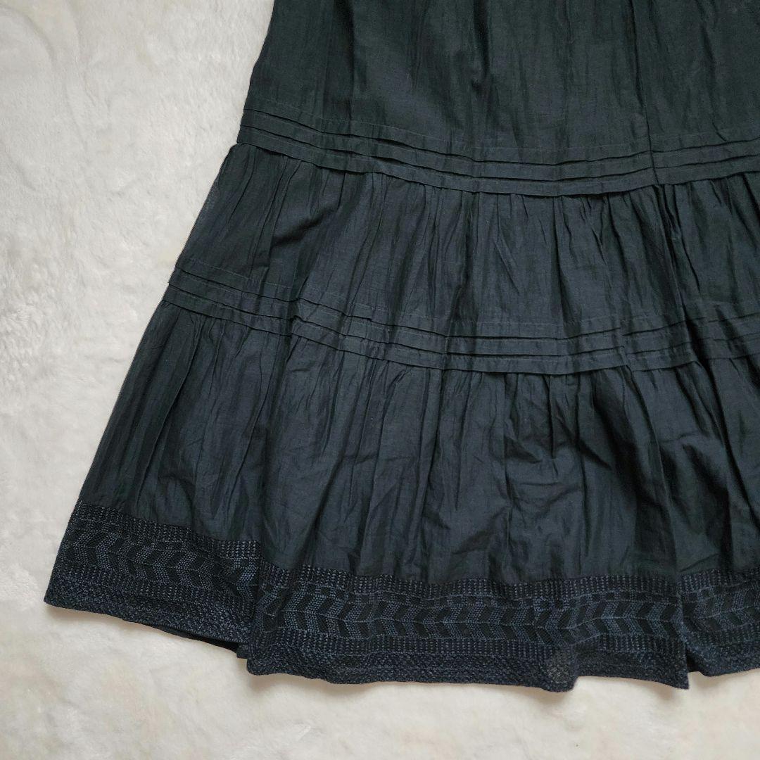 【新品】stola. ストラ インド刺繍 スカート レース 24SS 紺 M