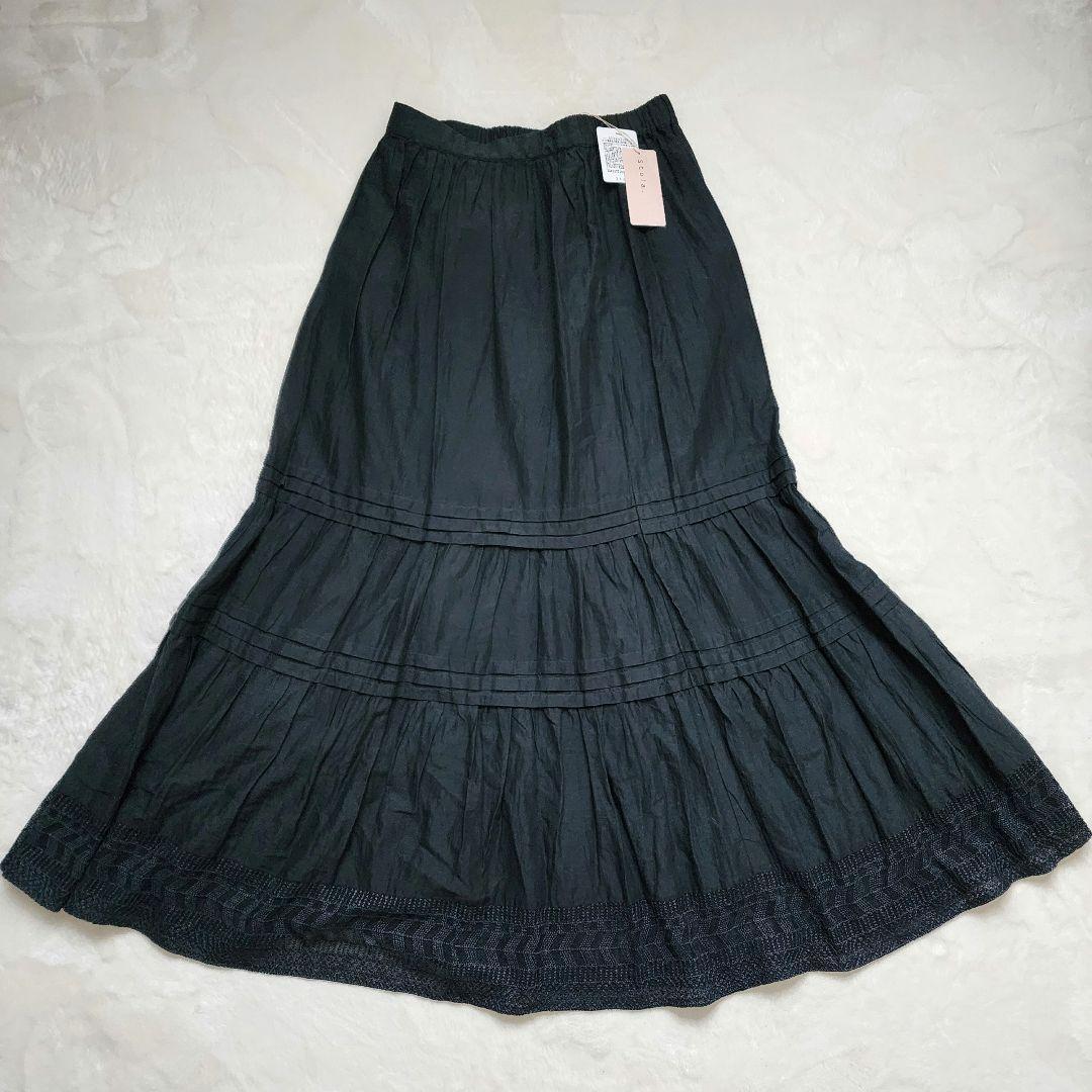 【新品】stola. ストラ インド刺繍 スカート レース 24SS 紺 M