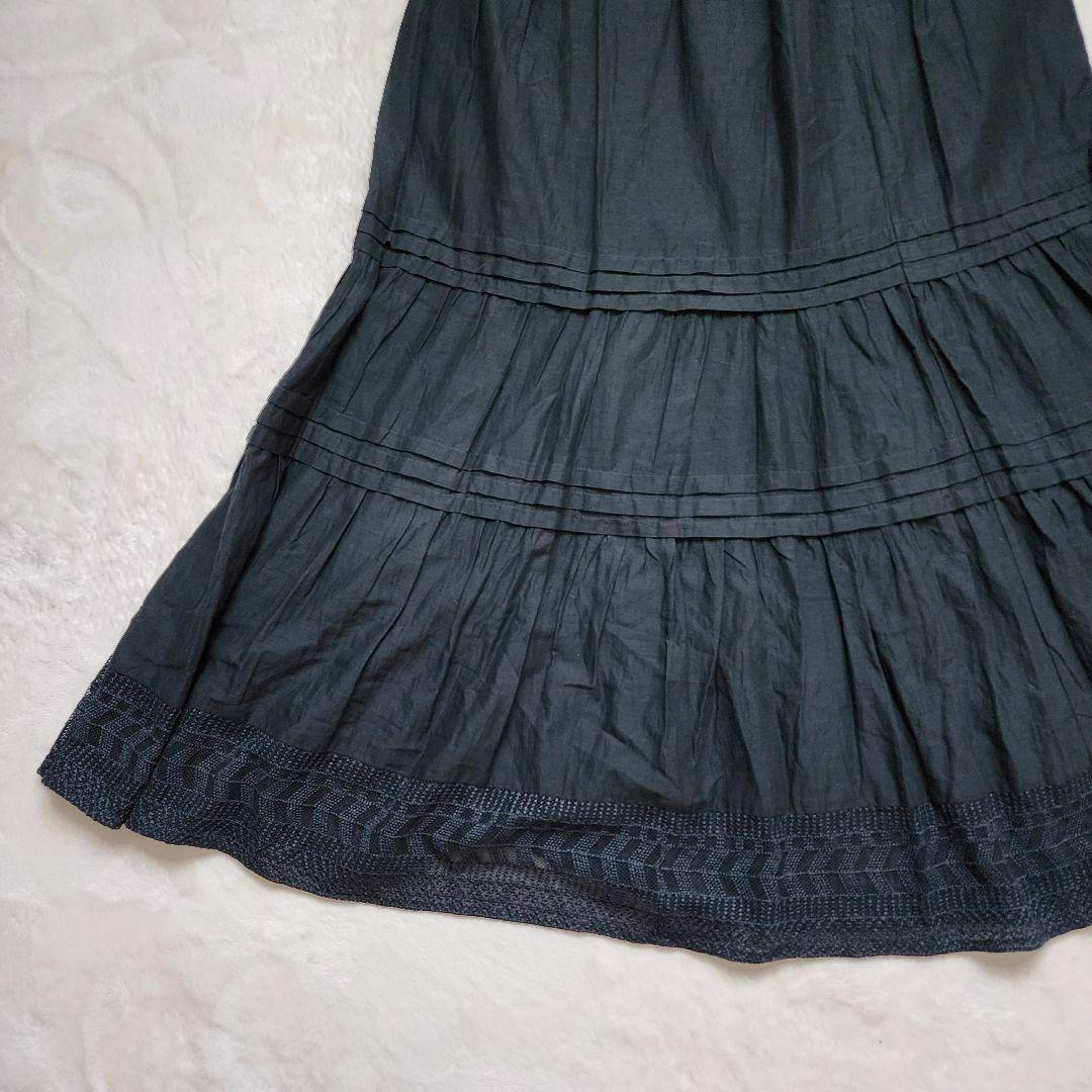 【新品】stola. ストラ インド刺繍 スカート レース 24SS 紺 M
