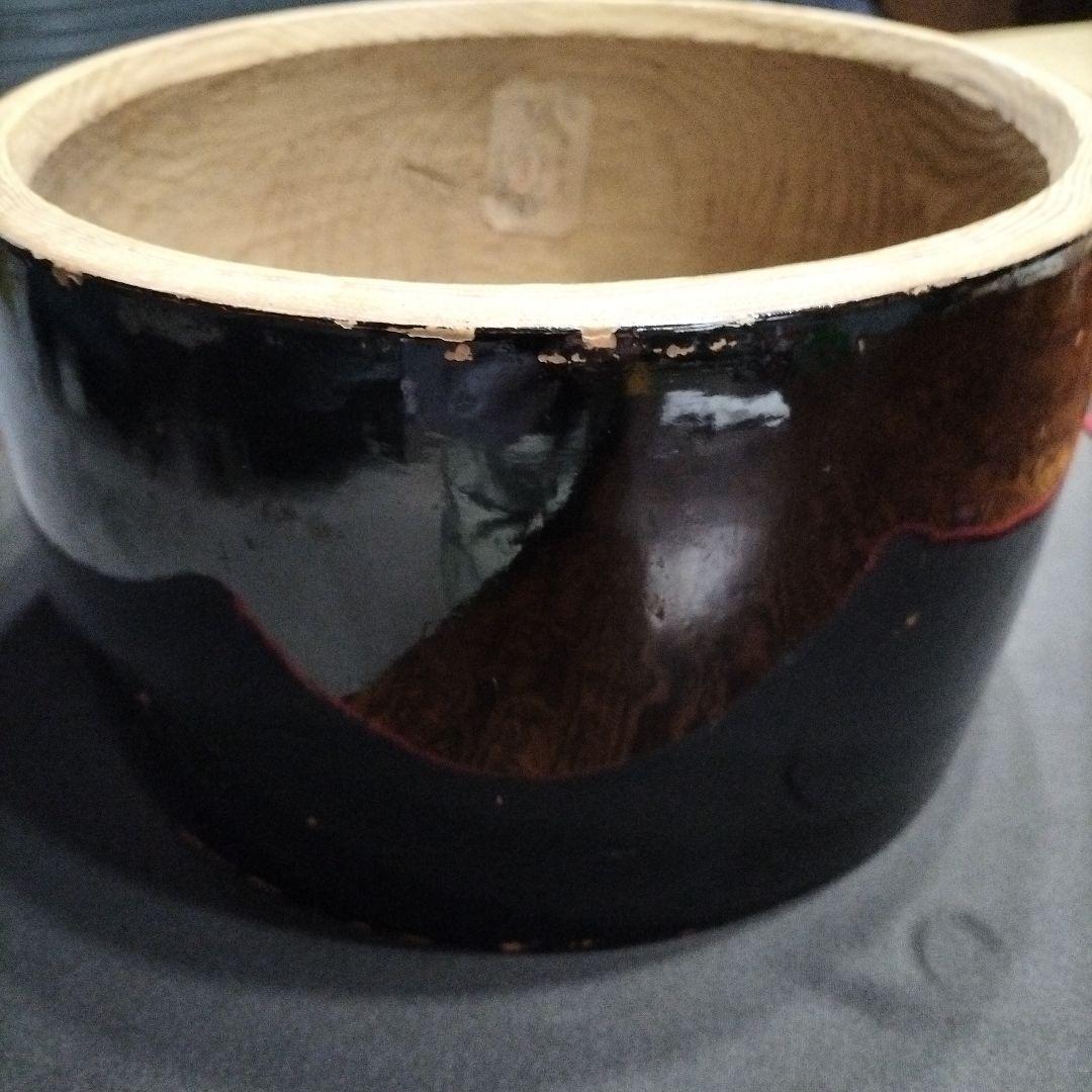 白けやき胴　締太鼓　和太鼓　くり抜き胴　中古品（黒地）