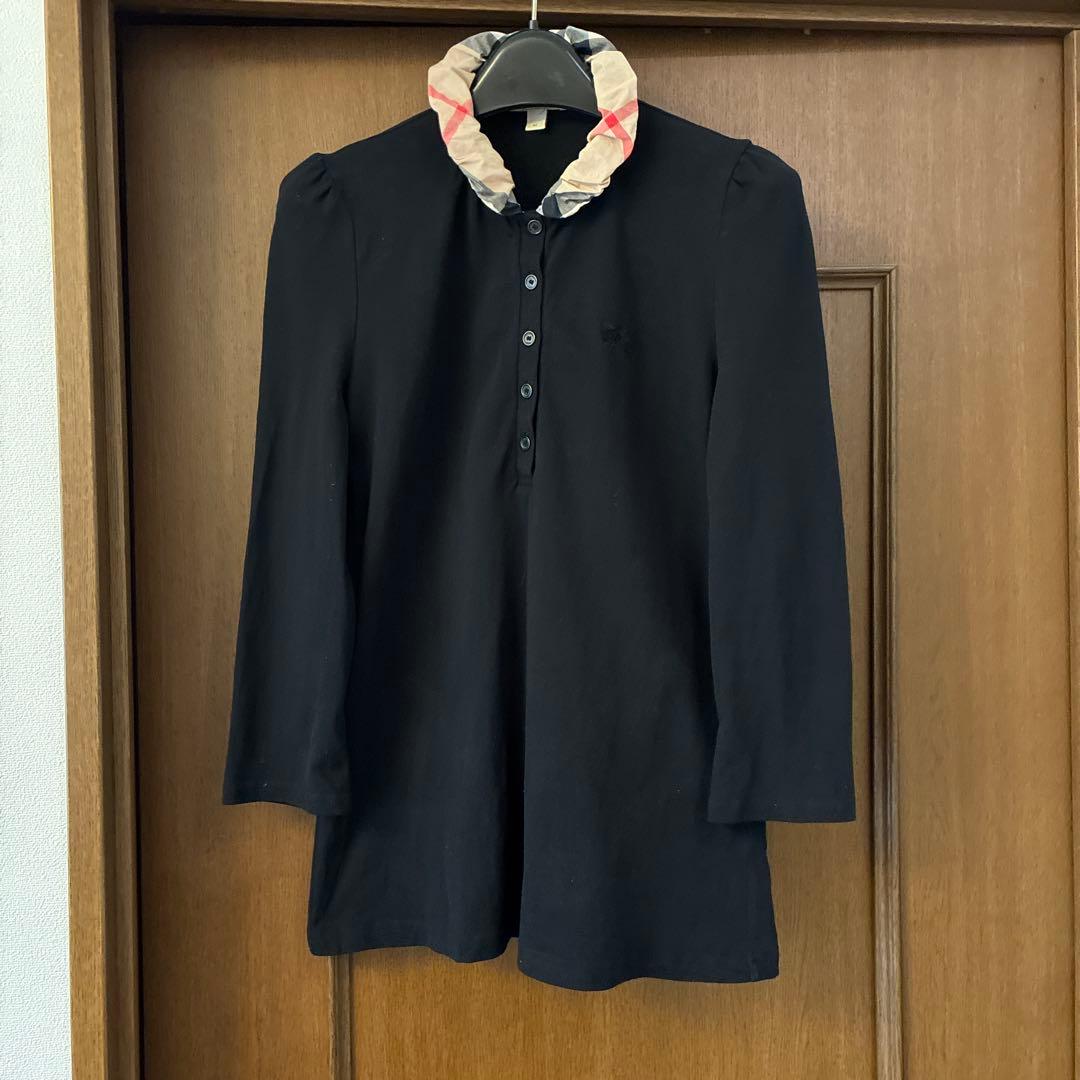 BURBERRY ＢR I T襟チェック　ブラック ポロシャツ 長袖