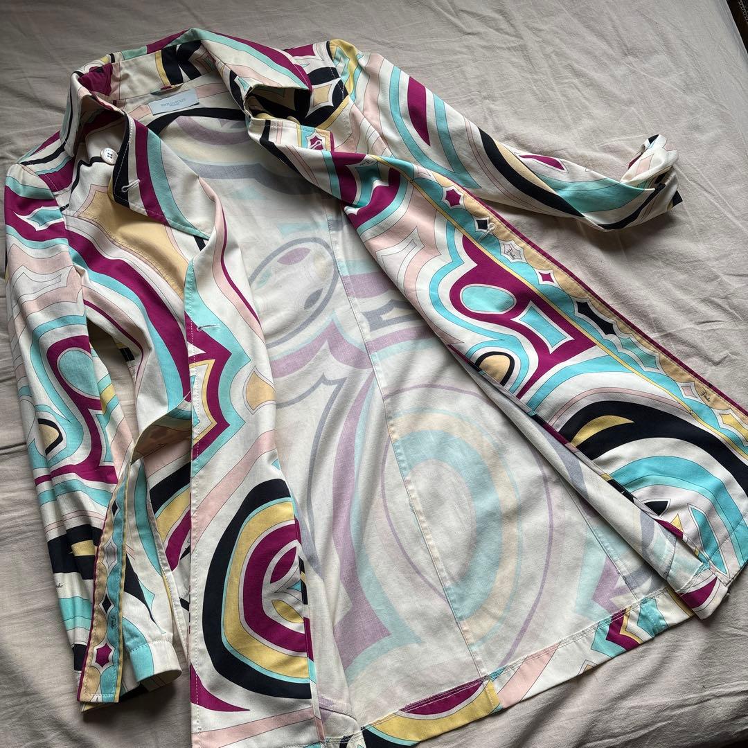 【イタリア製】EMILIO PUCCI トレンチコート 薄手 マルチカラー
