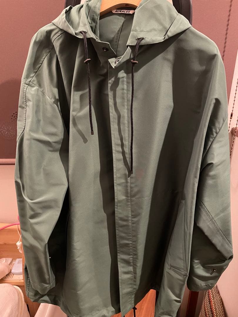 ジャケット・アウター AURALEE SILK POLYDSTER GROSGRAIN HOODED