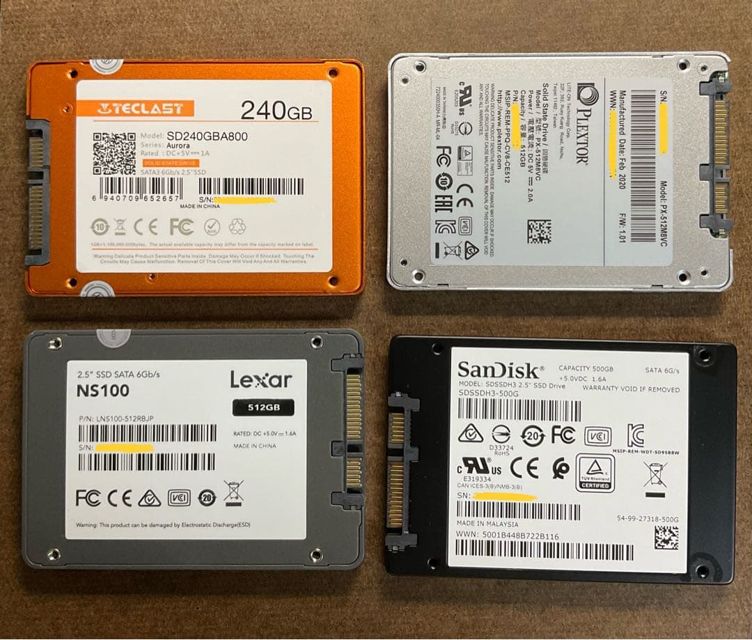 2.5インチ SATA SSD 4個セット
