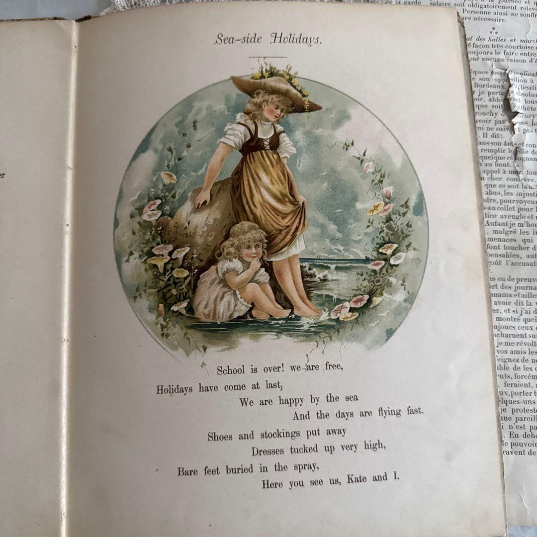 稀少1860年アンティーク美しい絵本ヴィクトリアン洋書ジャンクジャーナル児童書