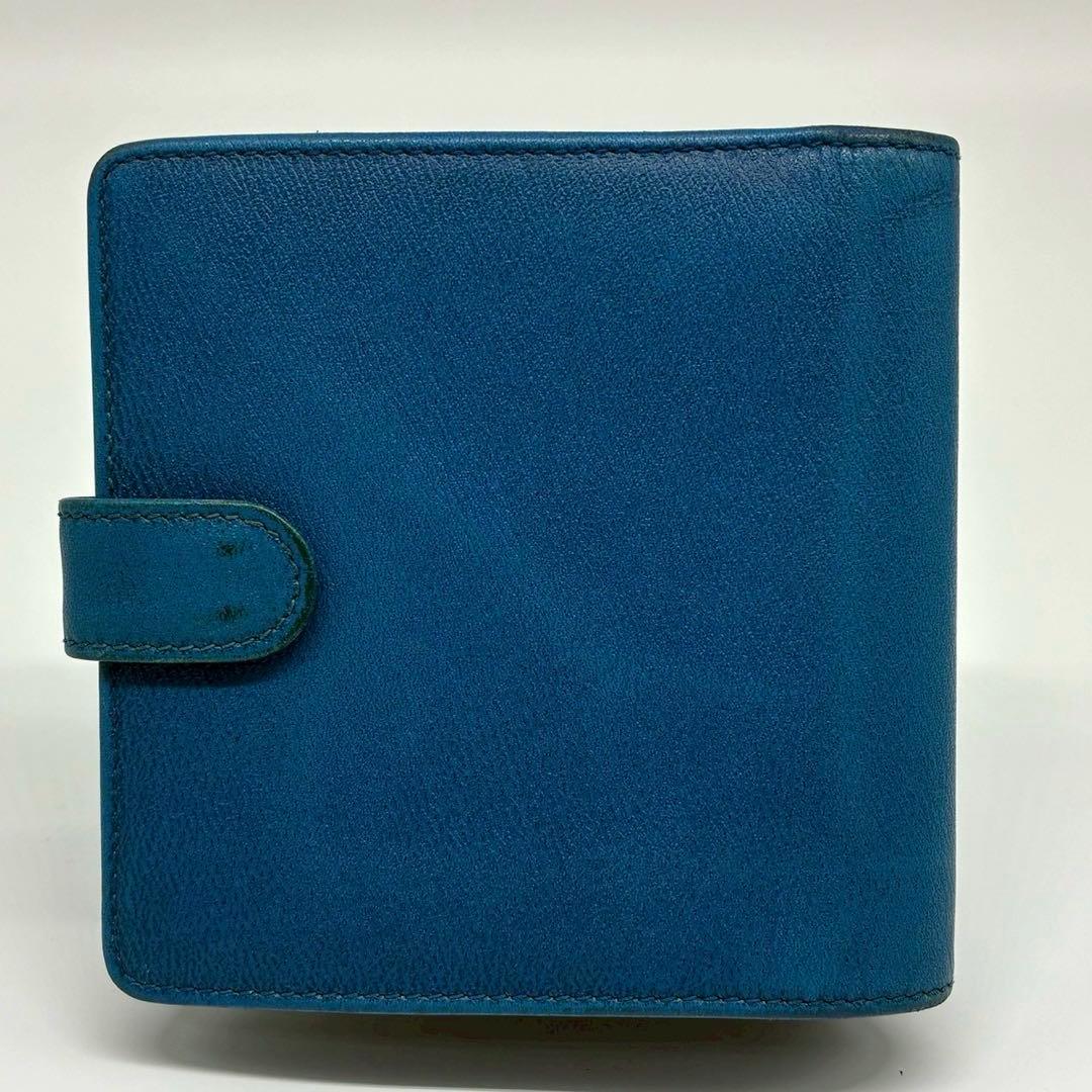 LOEWE ロエベ　アナグラム　コンパクトウォレット　ラウンドジップ　ブルー