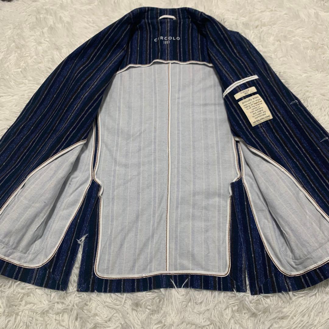 【美品】CIRCOLO チルコロ ジャージージャケット ストライプ L
