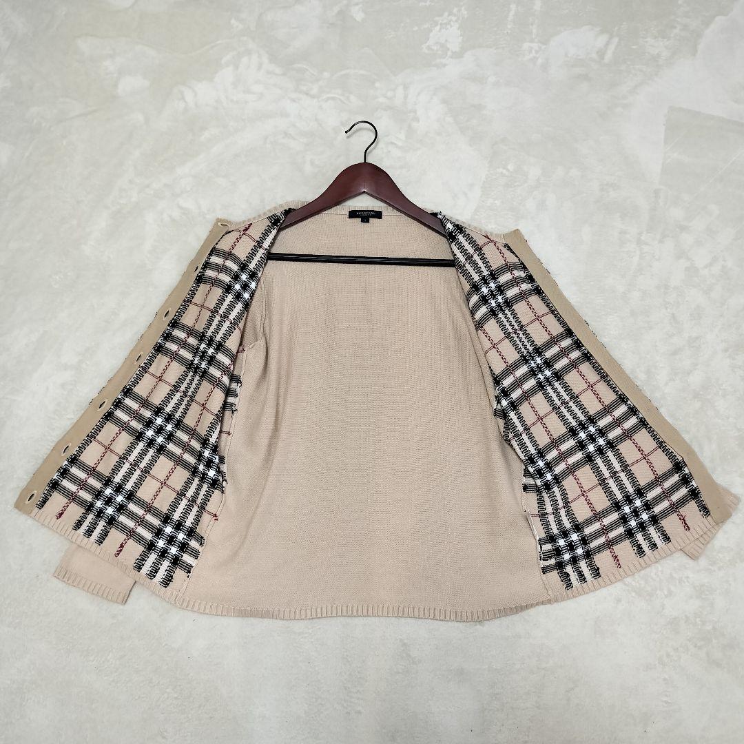 BURBERRY　ノバチェック　コットンニットカーディガン　玉虫色釦　2サイズ