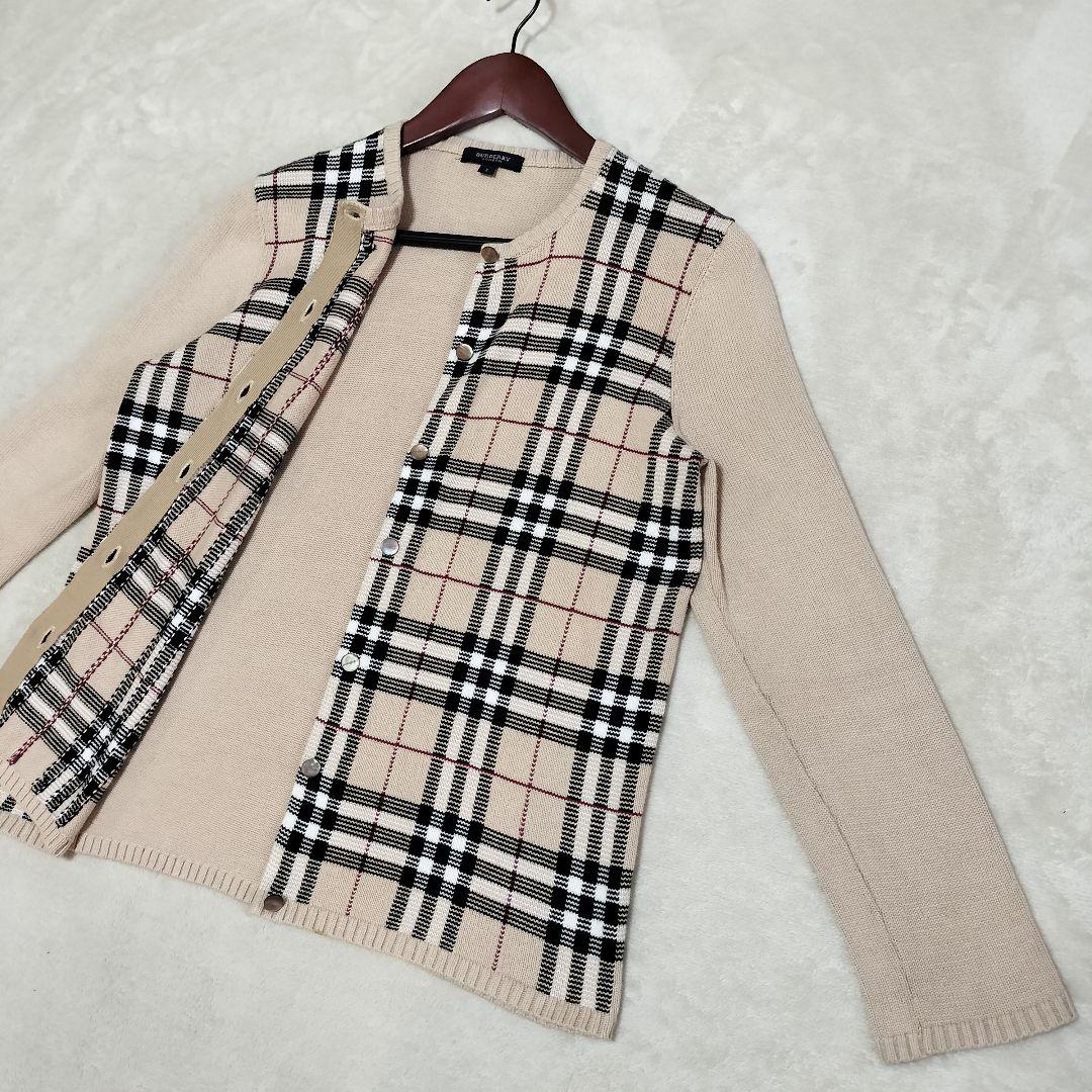 BURBERRY　ノバチェック　コットンニットカーディガン　玉虫色釦　2サイズ