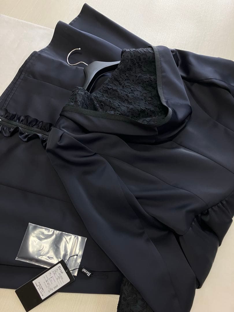 Rene♡ルネ♡レースフードフロントジップコート♡スプリング♡ネイビー♡38