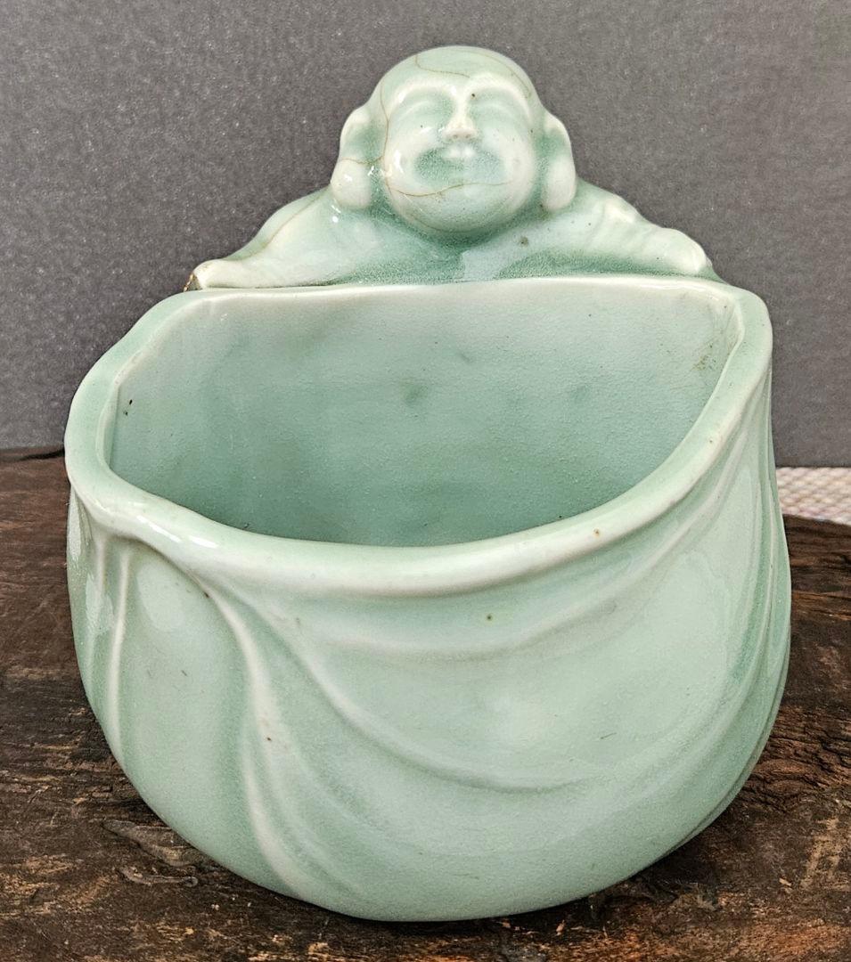 江戸時代〜明治時代初期　三田青磁　 古伊万里青磁　布袋型 鉢　筆洗 盃洗 煙草入