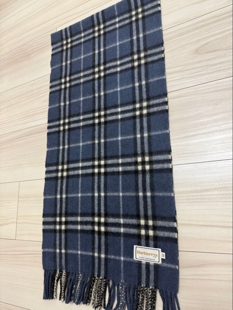 バーバリー　マフラー　カシミヤ　ブルー系　ノバチェック　約134cm×約31cm