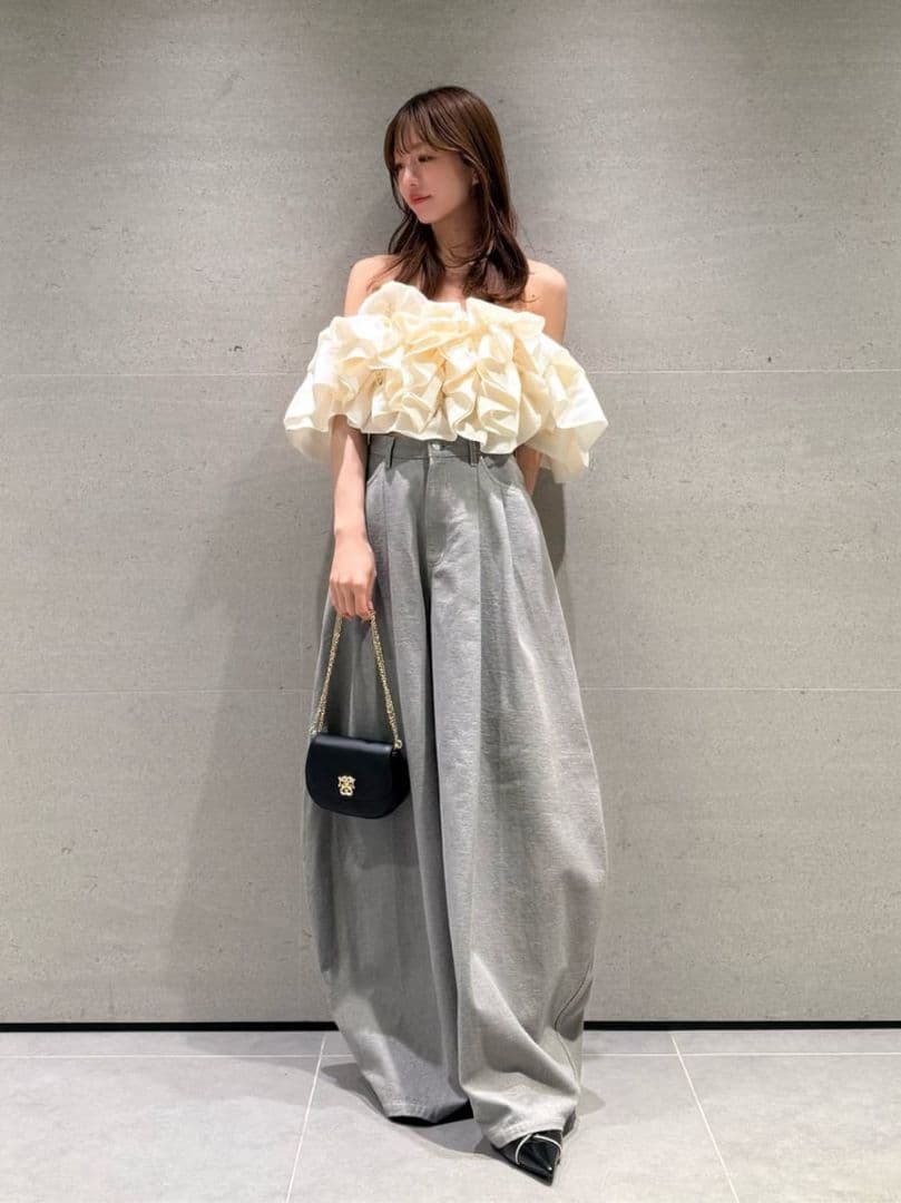 SNIDEL スナイデル カーブデニムワイドパンツ　GRY　1