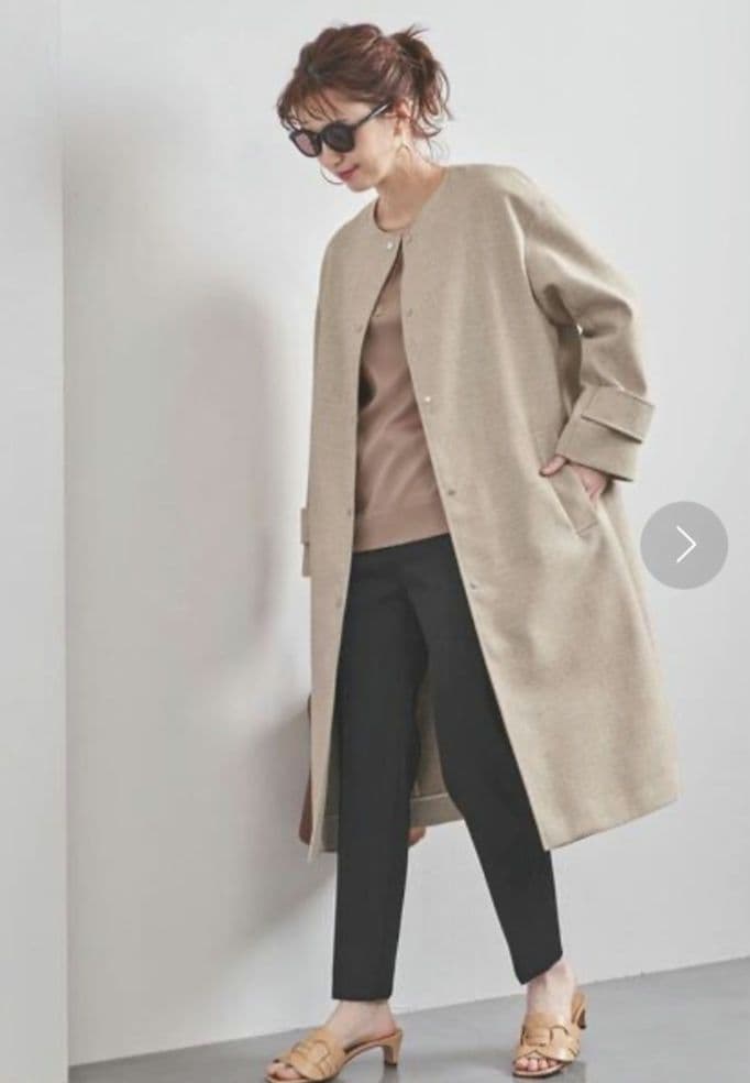 美品 UNITED ARROWS フェイクリネンノーカラーコート49,500円