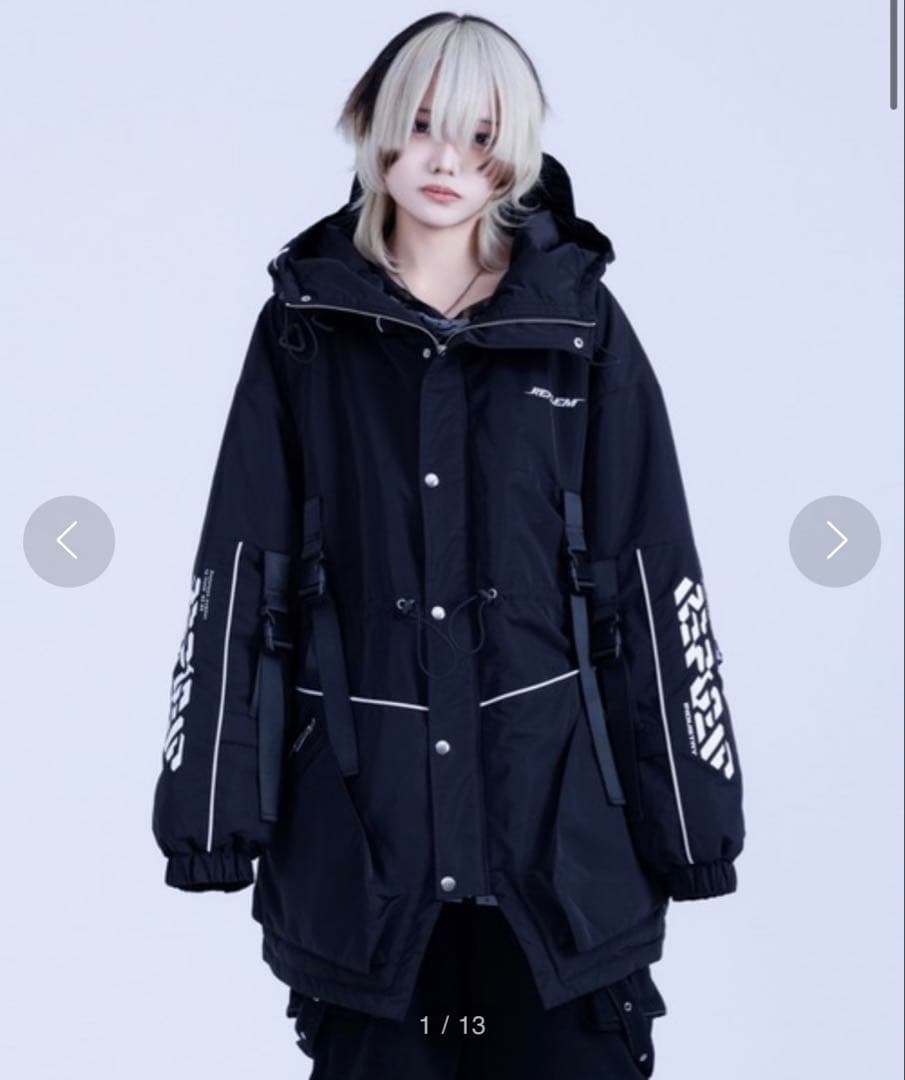 サイバー切替ハイネック中綿コート REFLEM レフレム ブラック