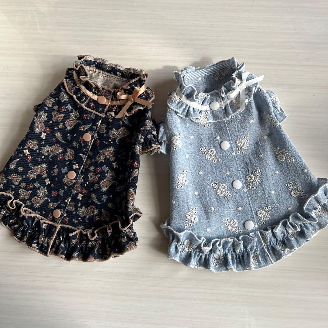 No.535•536 犬服ハンドメイド　バックオープンワンピース2着