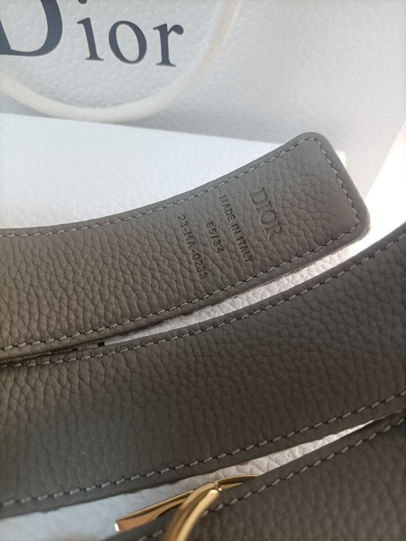 グレー/ゴールド★ディオール ベルト Christian Dior メンズ