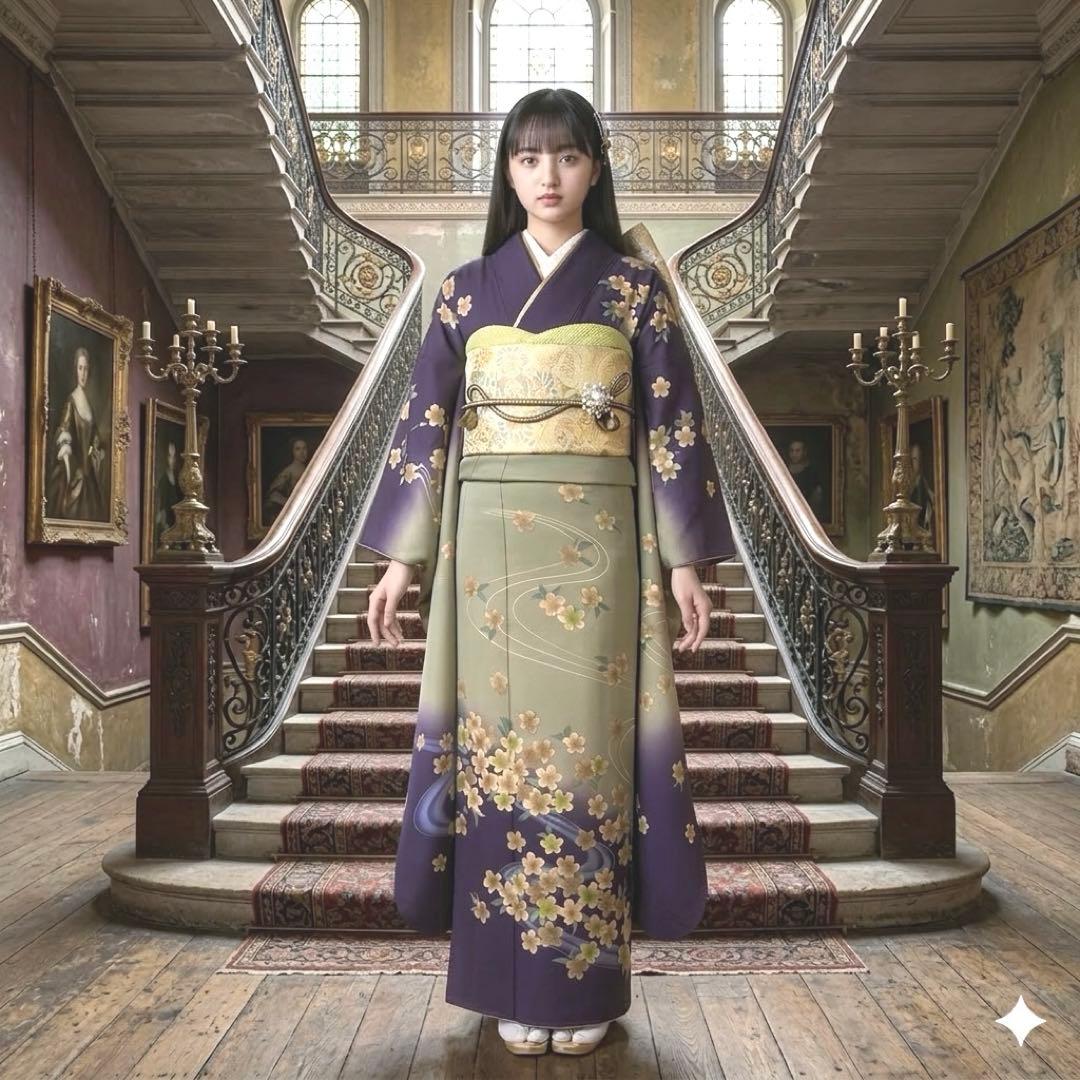 振袖フルセット　高身長　KENZO 成人式振袖　振袖　裄丈69 ➕サイズ　濃紫