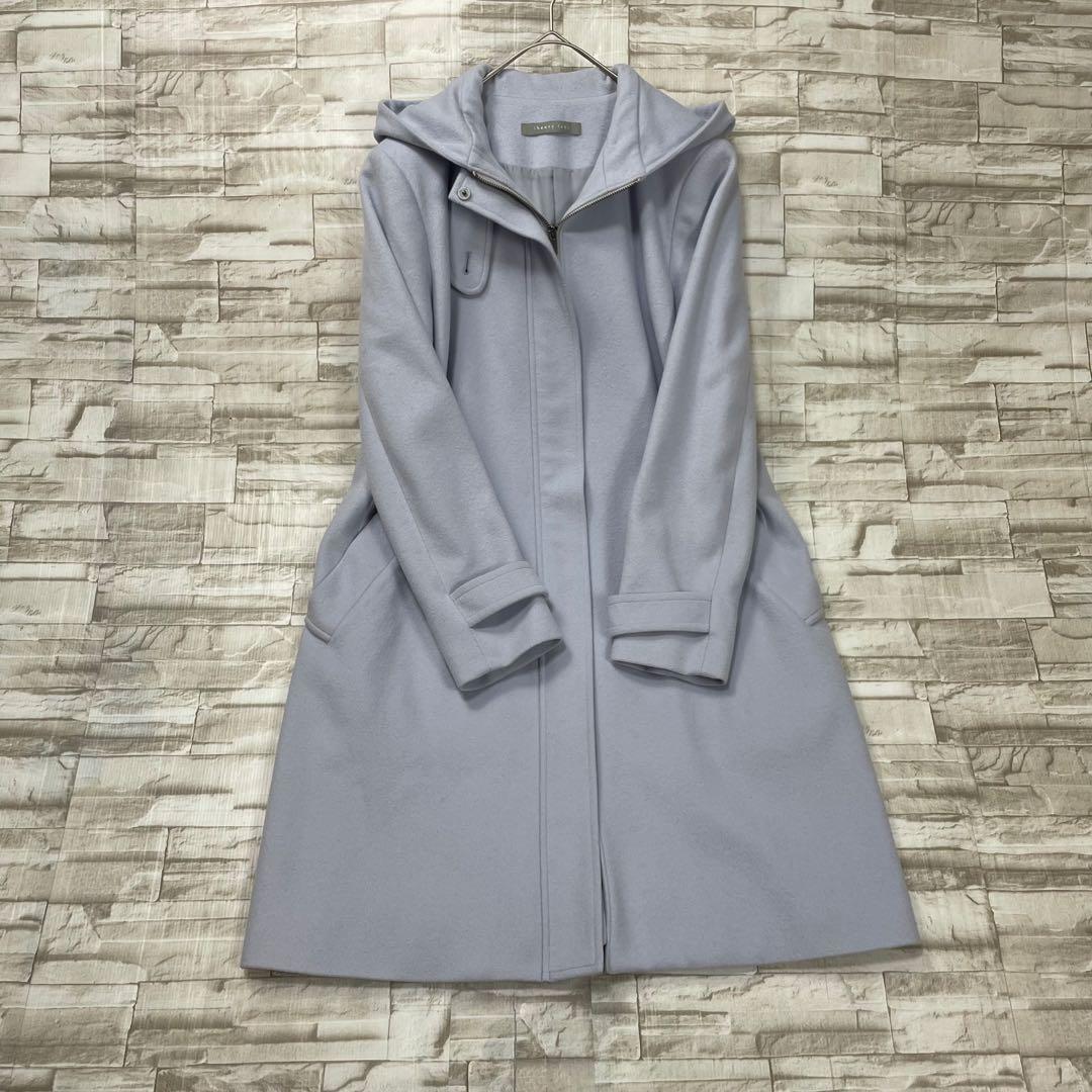 【良品】セオリーリュクス★フーデットロングコート　ウール　ラベンダー　サイズ40