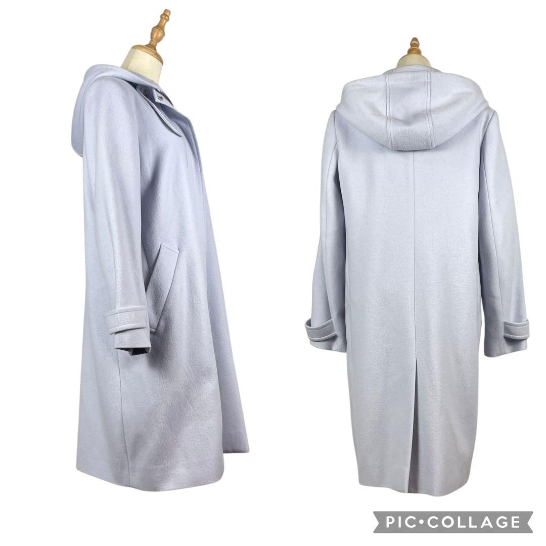【良品】セオリーリュクス★フーデットロングコート　ウール　ラベンダー　サイズ40