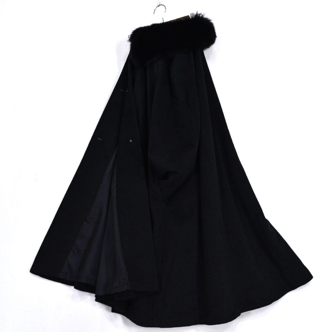 美品　addenda カシミヤ100% フォクスファー　ロングコート 黒